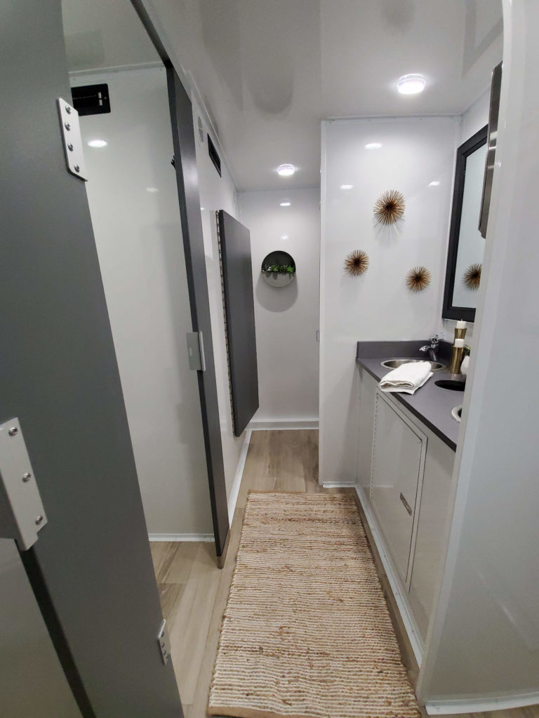 Interior of Luxury Portable Bathroom Trailer Rentals Houston