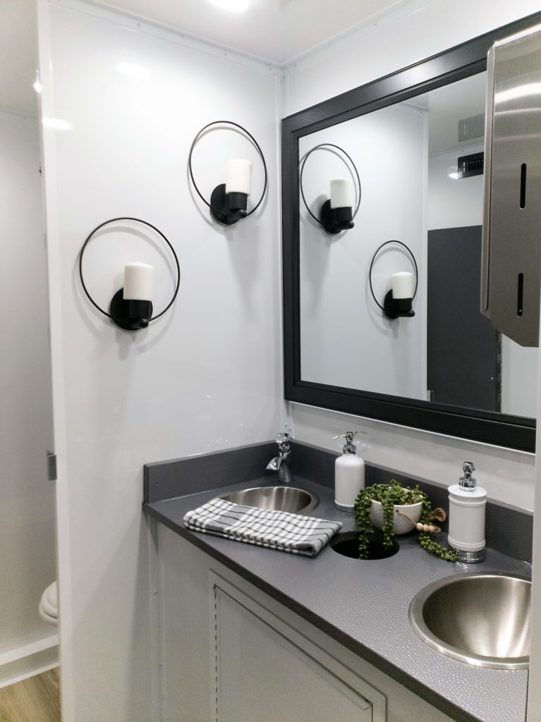 Interior of Luxury Bathroom Trailer Rental