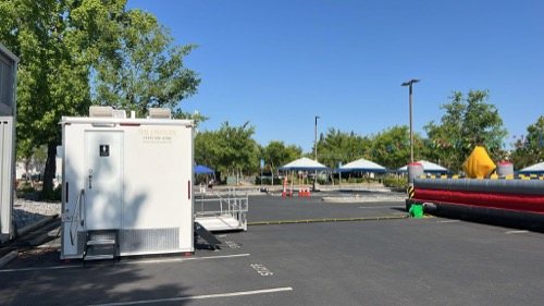 ADA trailer staged for a booking in the Central Valley area