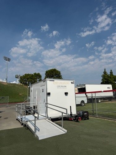 Single-Station ADA Shower and Restroom Combo staged for Central Valley jobs