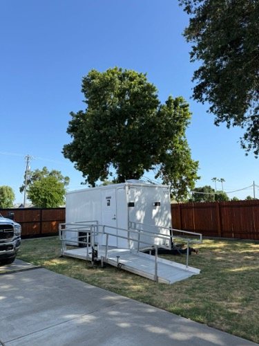 ADA trailer staged outside Oakland, closer view