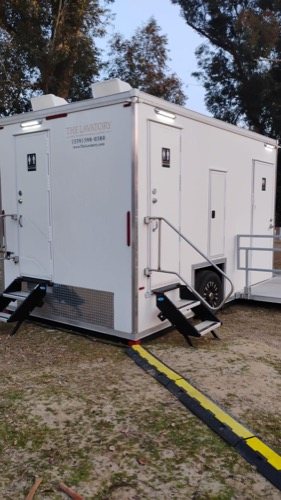ADA trailer staged outside Oakland, wider view