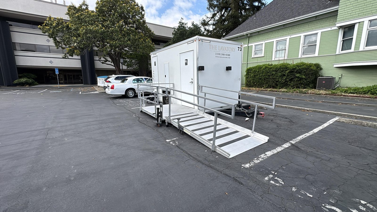 ADA trailer set up for a job near La Mesa, San Diego County