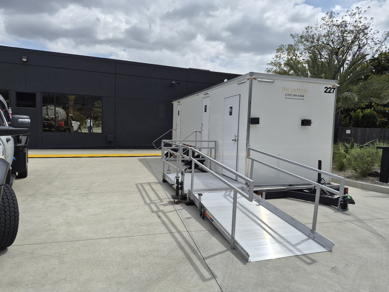 ADA trailer staged for a booking in the San Diego County area