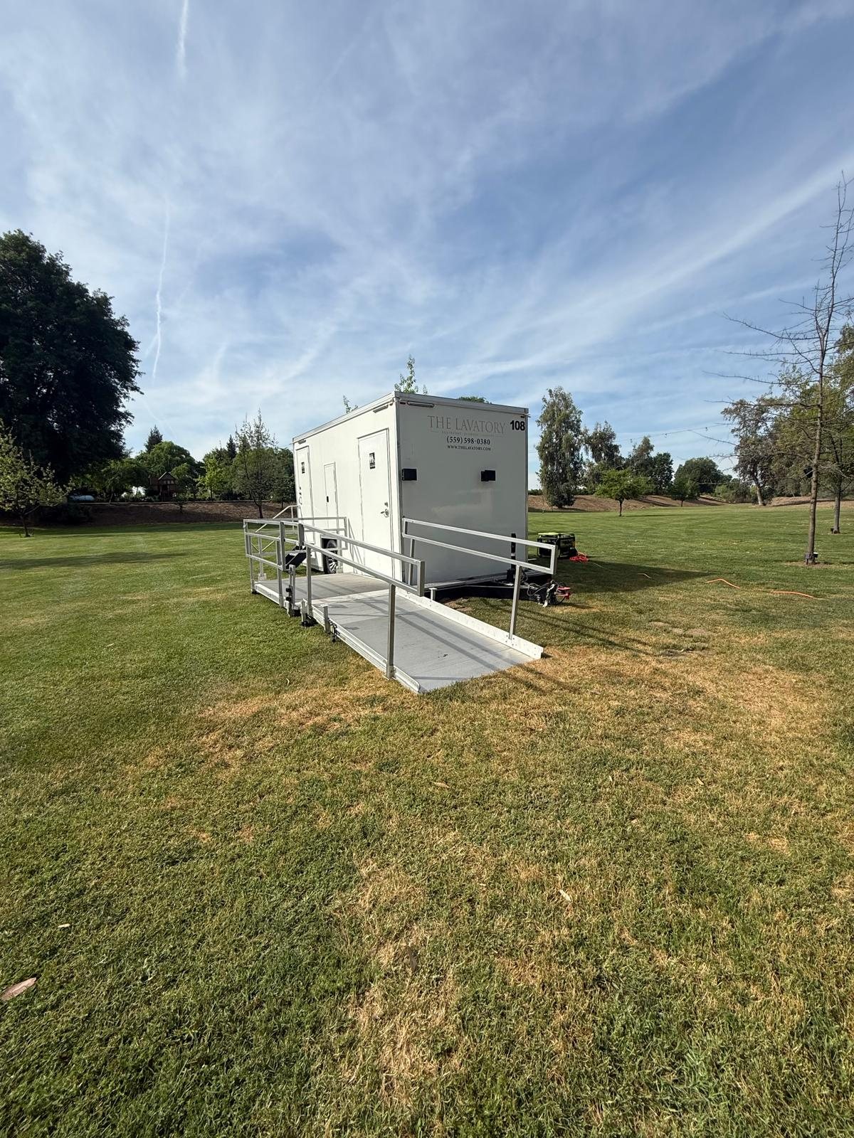 a trailer staged before guests arrive, a South Bay job