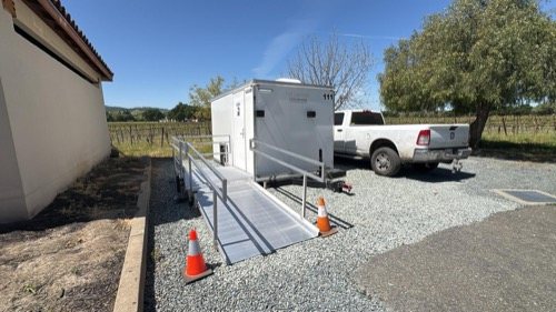 ADA trailer set up on a South Bay site, wider view