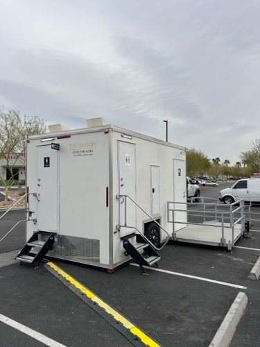 ADA trailer set up on a Salt Lake Valley site, closer view, in West Jordan, UT