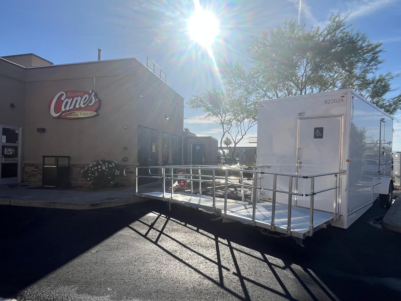 ADA trailer set up on a Salt Lake Valley site, wider view, in West Valley City, UT