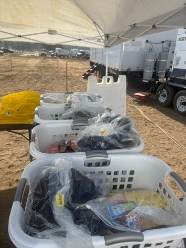 Laundry trailer set up on a Los Angeles County site