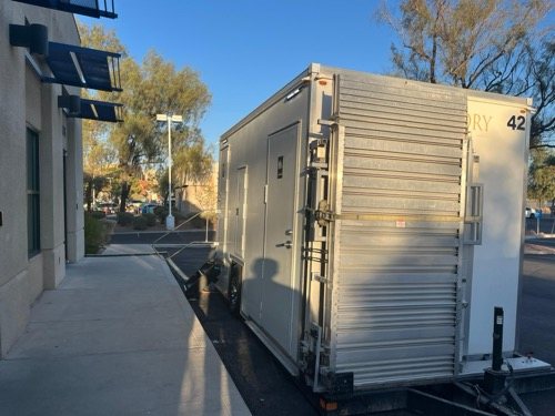 Laundry trailer staged outside Los Angeles
