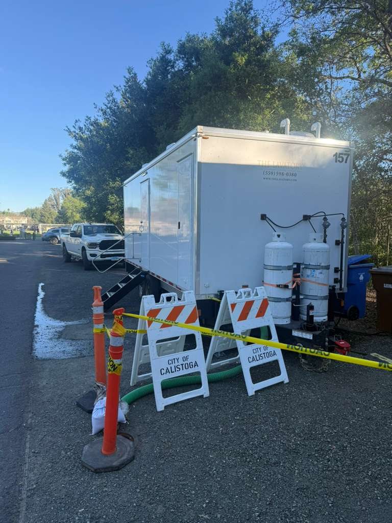 Laundry trailer set up for a job near Fountain, the Pikes Peak region