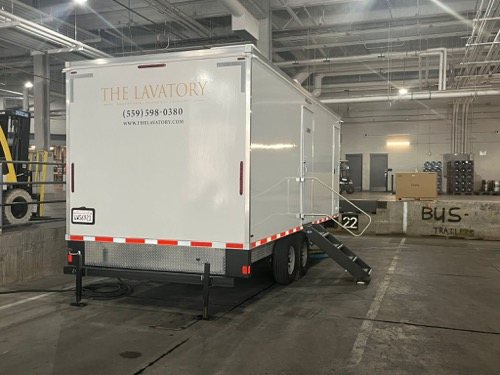 laundry trailer set up on a job in Nevada
