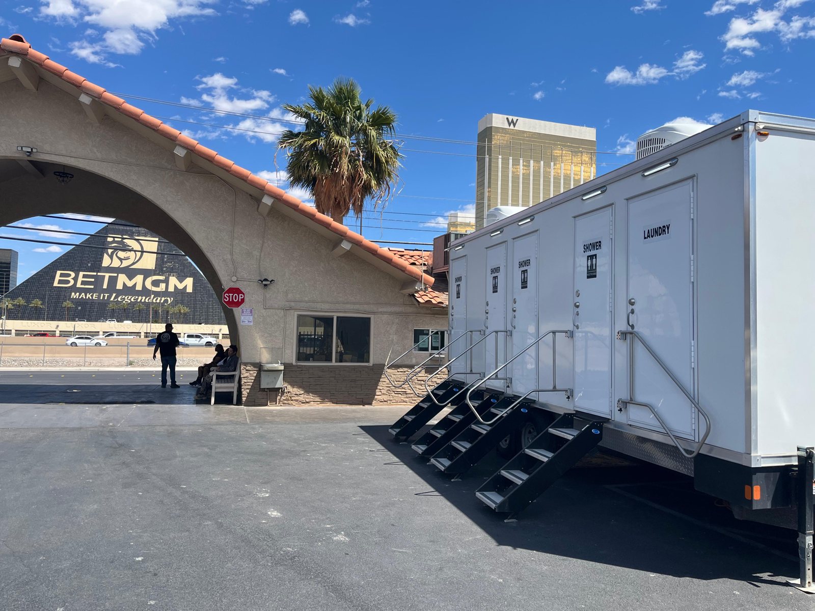 4-Station Restroom, Shower and Laundry Combo, delivered to sites from Las Vegas to North Las Vegas