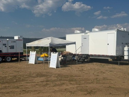 Laundry trailer set up near West Valley City for refinery turnarounds