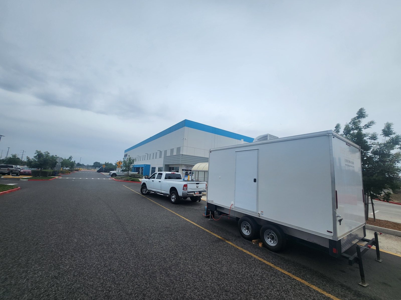 Laundry trailer staged outside West Valley City