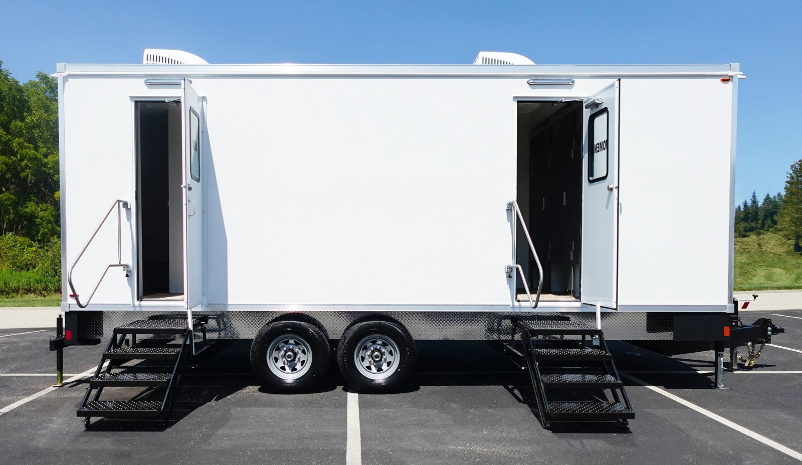 9-Station Restroom Trailer, delivered to venues from Oxnard to Ventura