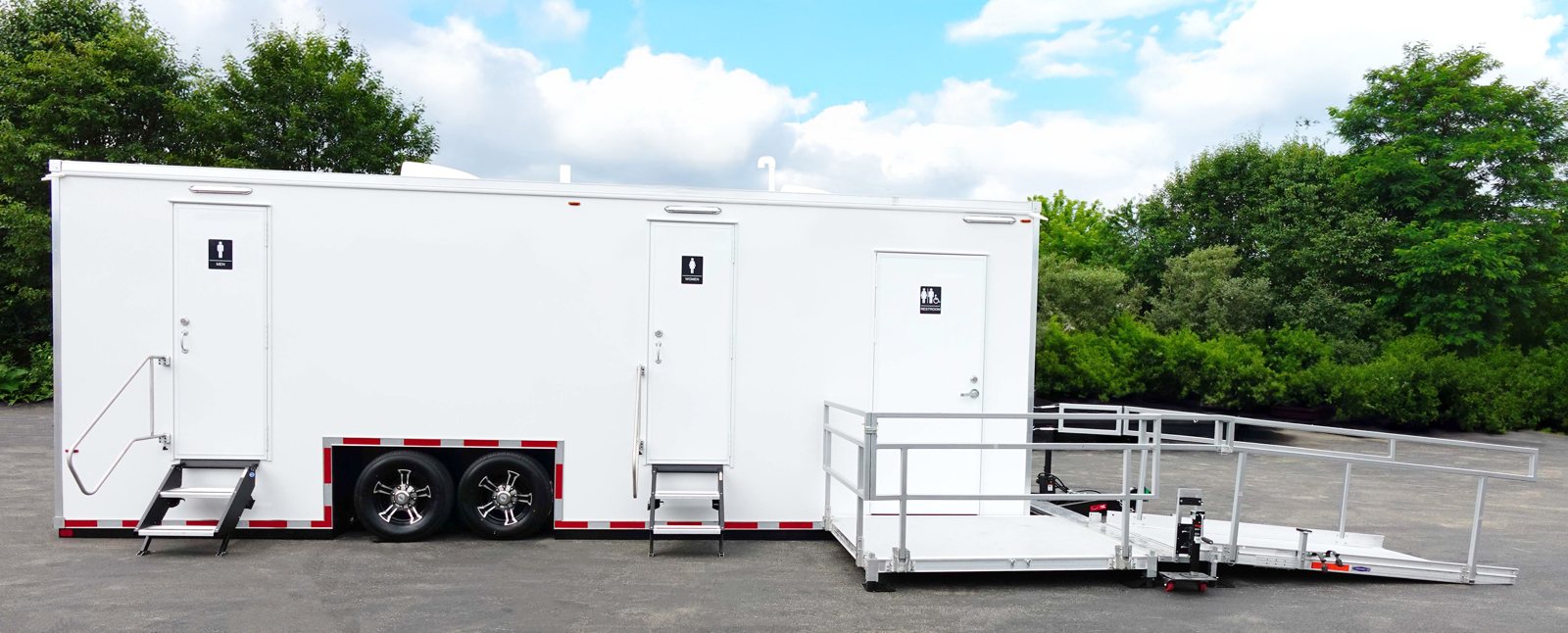 The ADA + 6 Restroom Trailer, available for Salinas-area events