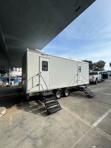 Lavatory unit staged for a private celebration outside Sparks