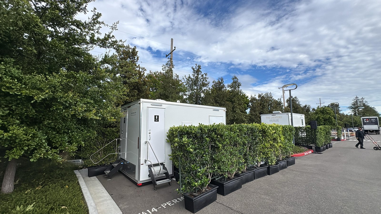 Restroom trailer staged for a repeat national client, Utah Valley