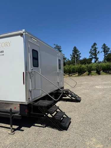 The 2 station restroom trailer used in Sandy