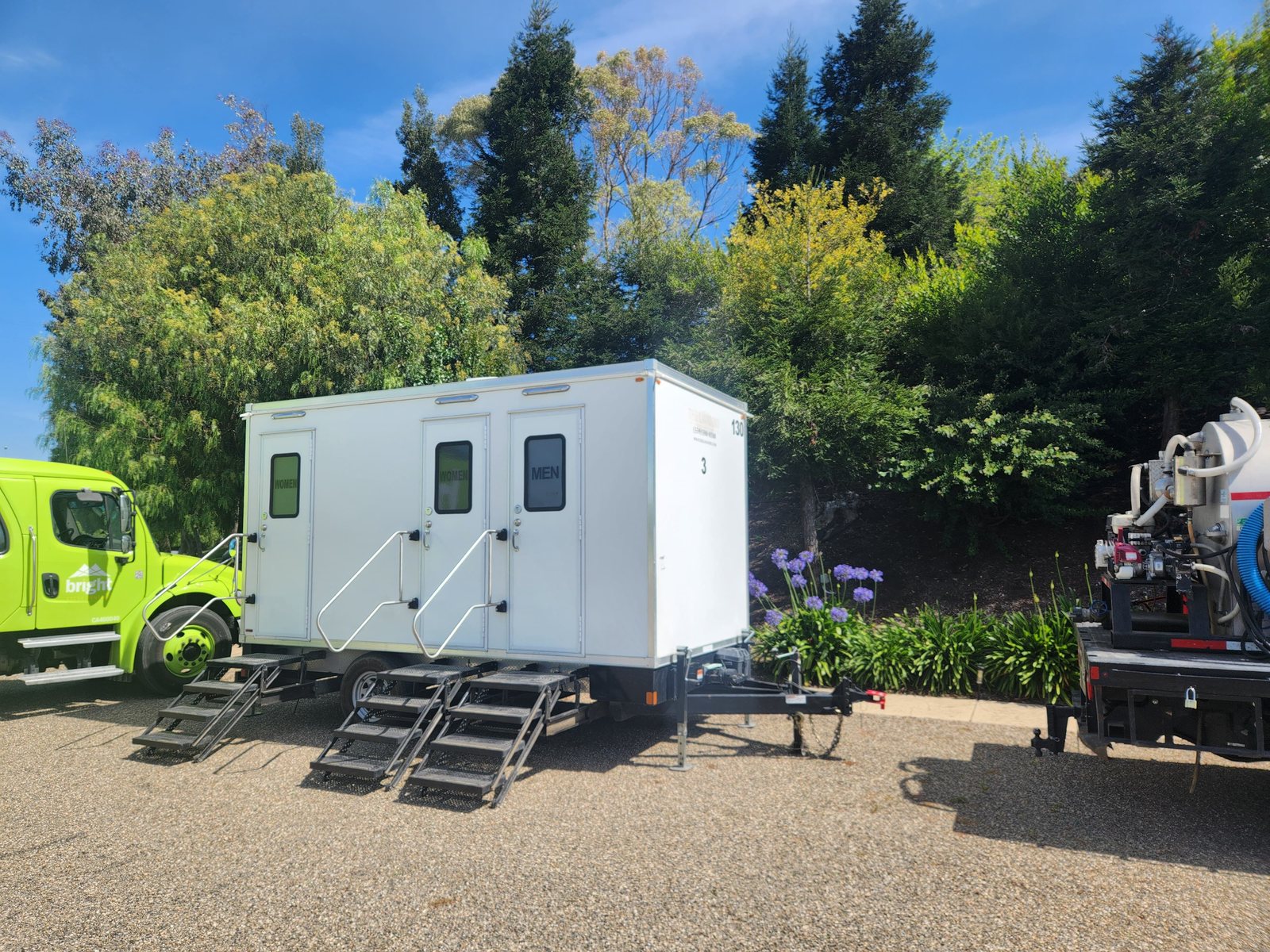 Lavatory unit staged for a private celebration outside Sandy
