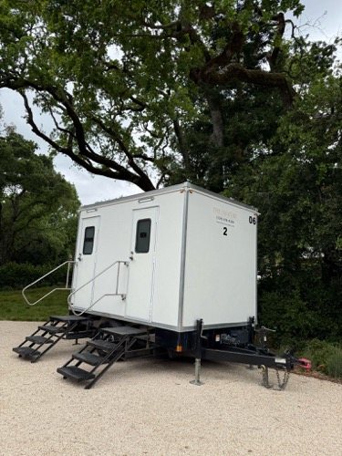 Lavatory restroom trailer staged for a national account near Cottonwood Heights, the Salt Lake Valley