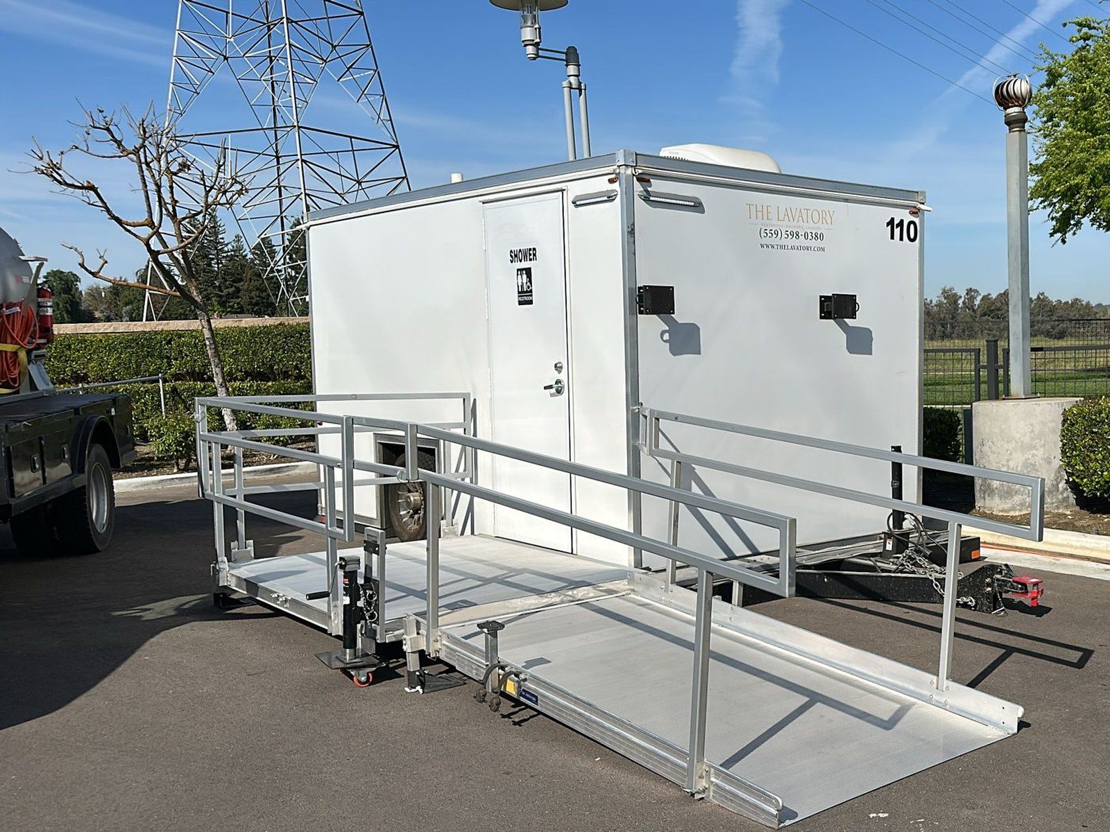 Single-Station ADA Shower and Restroom Combo, delivered to sites from Ontario to Montclair