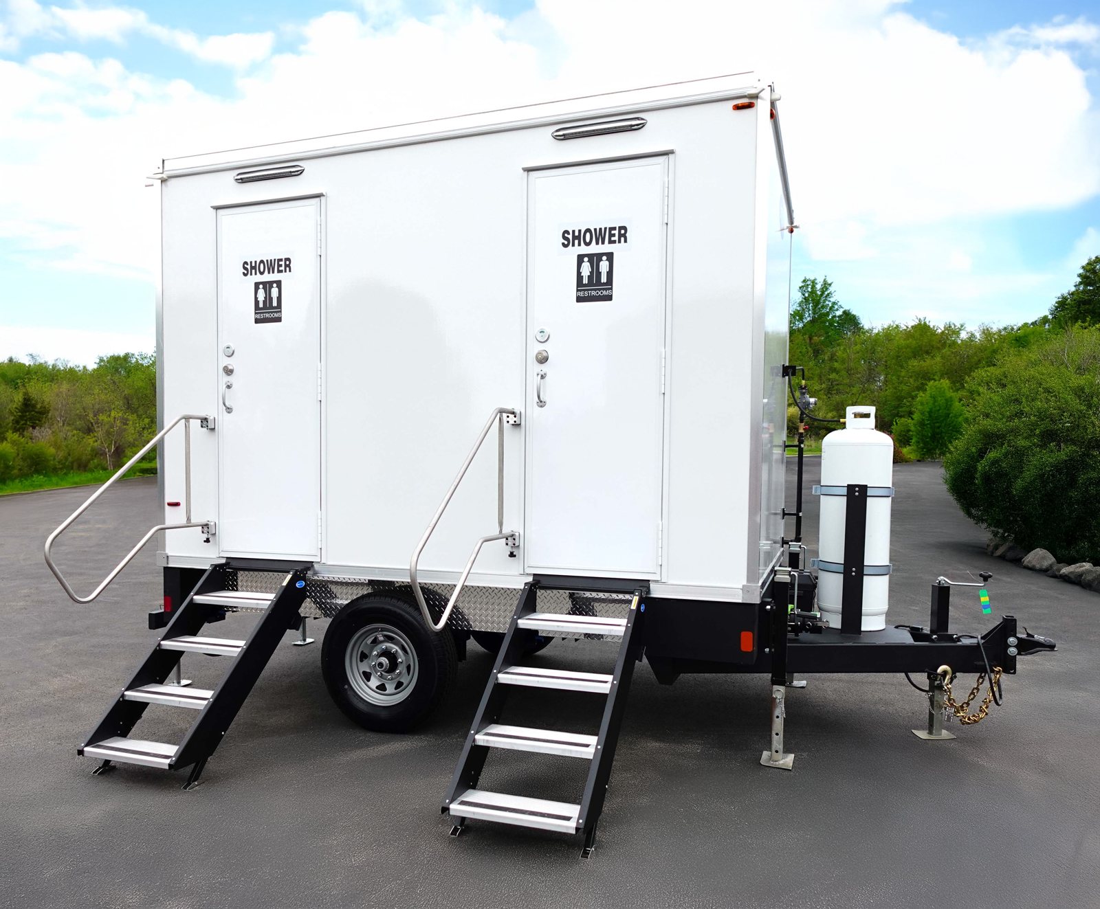 2-Station Shower and Restroom Combo, delivered to sites from Idaho Falls to Ammon