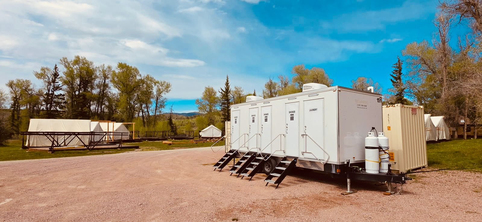 4-Station Shower, Restroom and Laundry Combo staged for Utah Valley jobs