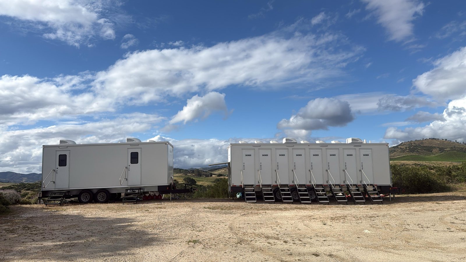 Private shower trailer staged for a booking in the Utah Valley area