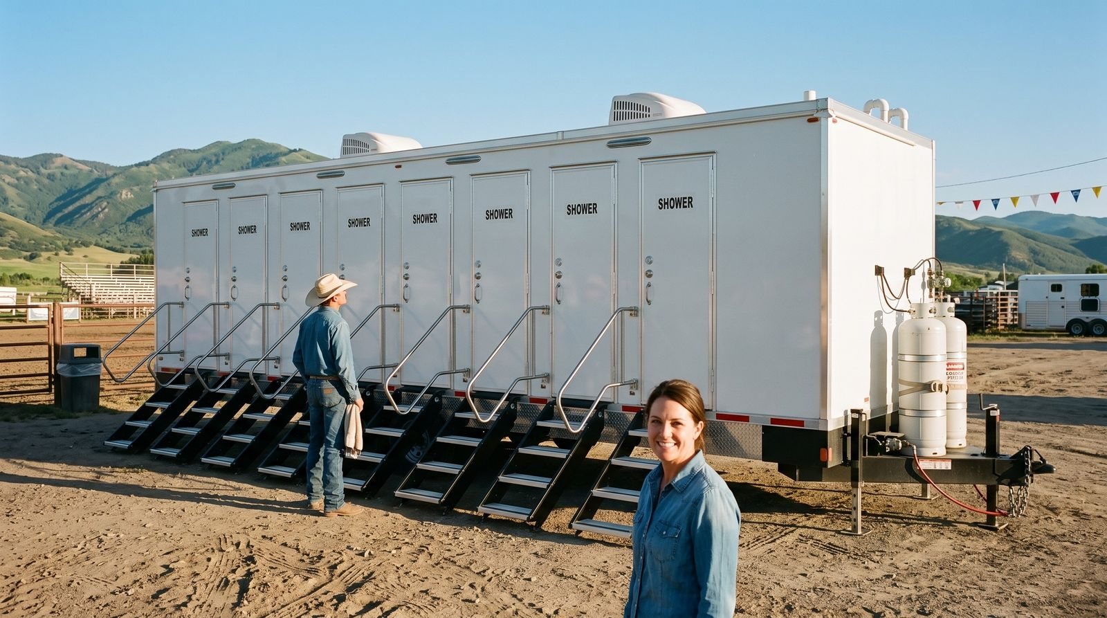 Hot-water shower trailer staged outside Orem