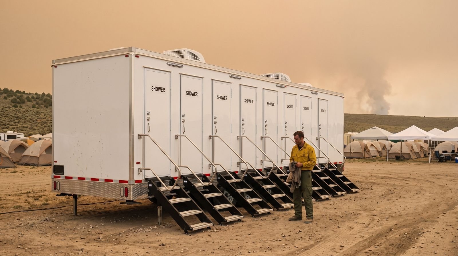 Shower trailer on an agriculture and Ranch job, Utah Valley