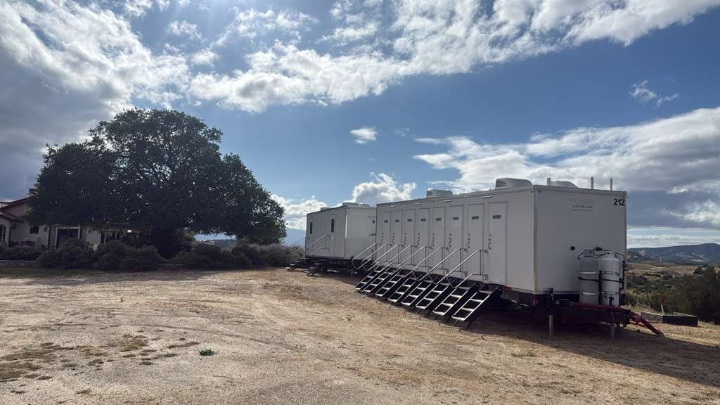 Lavatory shower trailer set up for a job near Provo, Utah Valley
