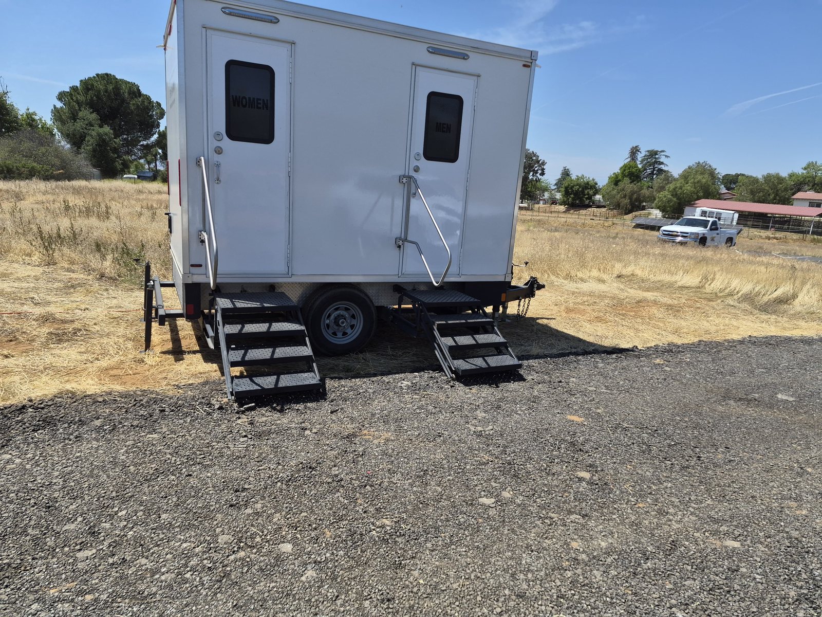 The 2 station restroom trailer used for sleeper bunkhouse trailer rental in the area