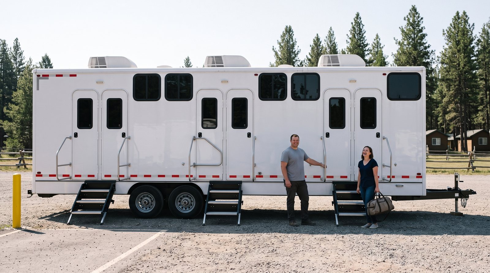 sleeper bunkhouse trailer staged for a site in Colorado
