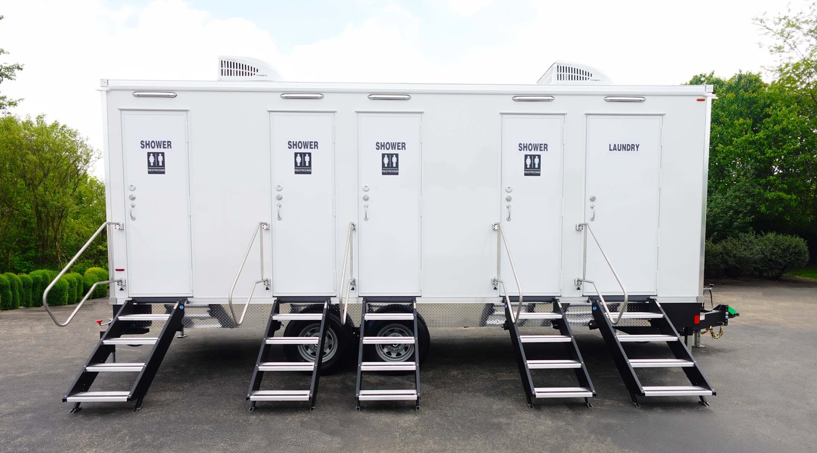 4-Station Shower, Restroom and Laundry Combo, delivered to sites from Wichita to Park City